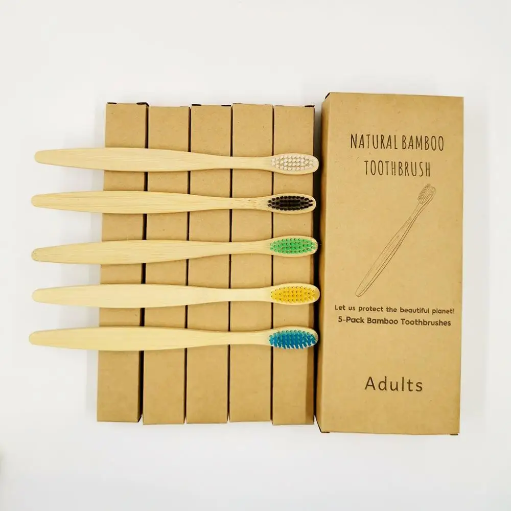 Natural Bamboo Toothbrush Biodegradable Bristle with Logo Eco Friendly Charcoal Bristle Organic Toothbrush Bamboo