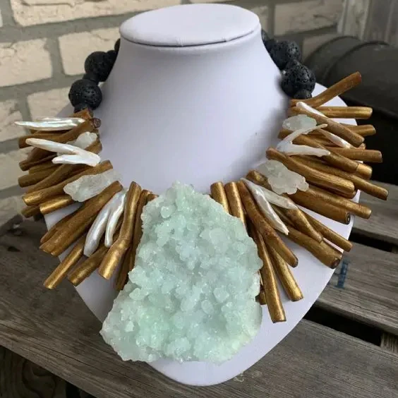 Coral Beads Wedding African Jewelry Latest Necklace With Rhinestone