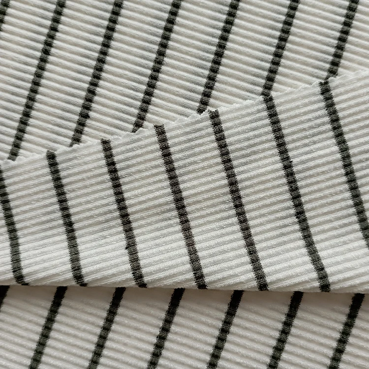 Высококачественная новая популярная полосатая вязаная ткань в рубчик lyocell рулон тенсель спандекс трикотажная