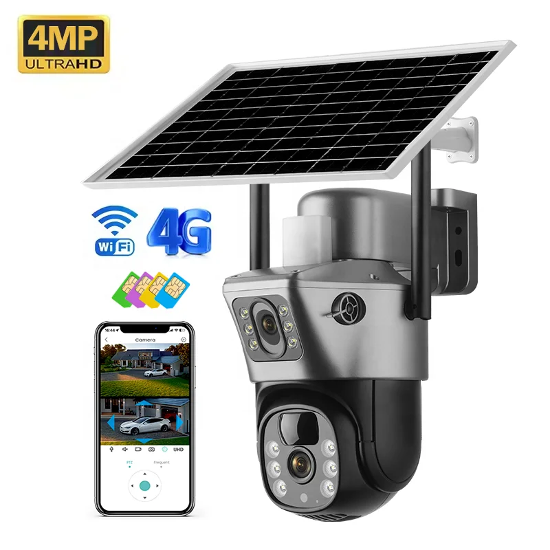 Производитель, оптовая продажа, Wi-Fi, 4 г, sim, батарея низкой мощности, Солнечная камера pir motion network cctv security v380, Солнечная камера 4g