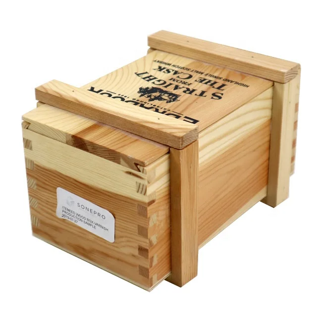 Custom Luxury Gift Packaging for Wine Bottles Wooden Wine Box for Whisky Packaging Box Wood