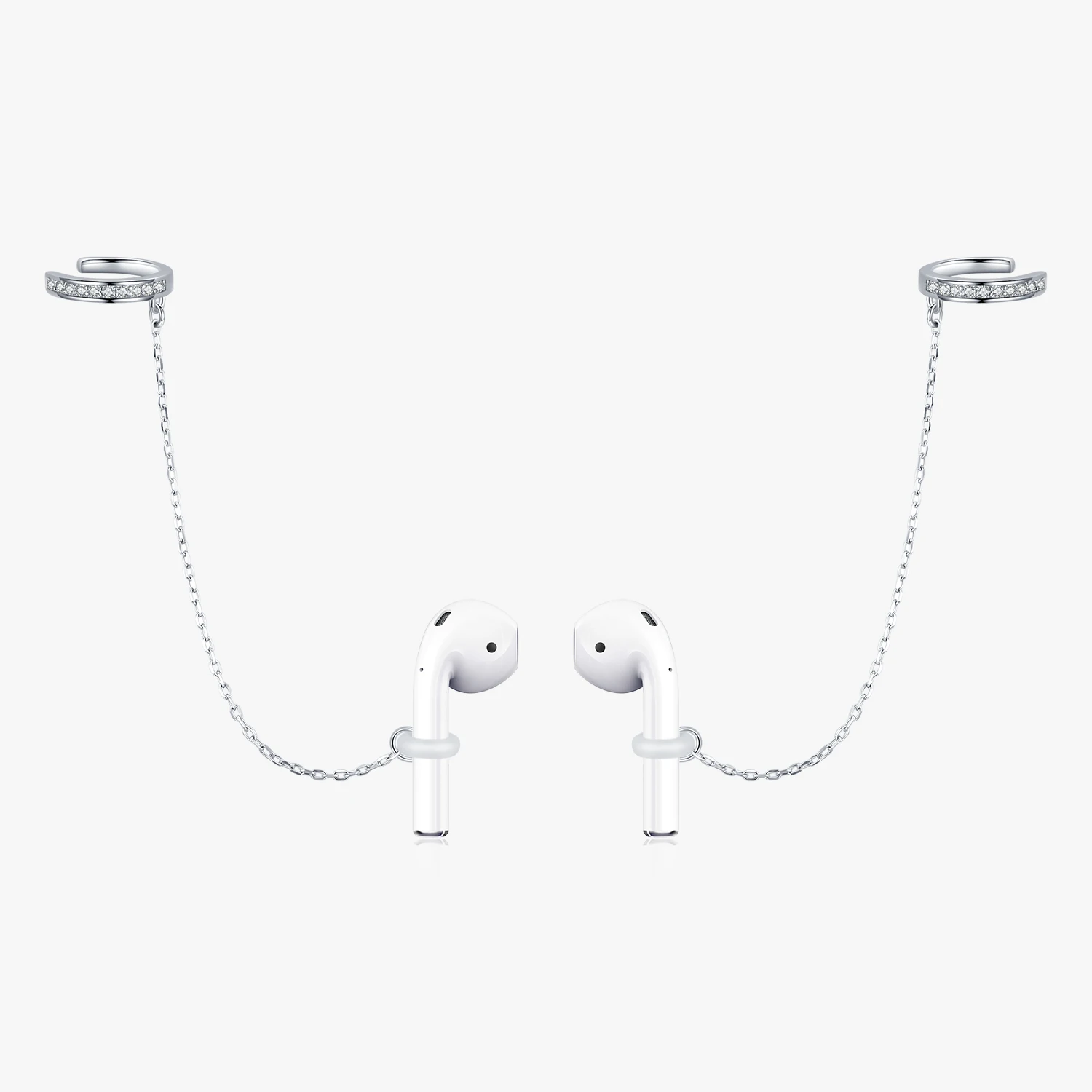 100% 925 Sterling Silver Prevent Loss Earphone Clip Earrings Trendy Rubber Fixed Headset For Women Jewelry Accessories