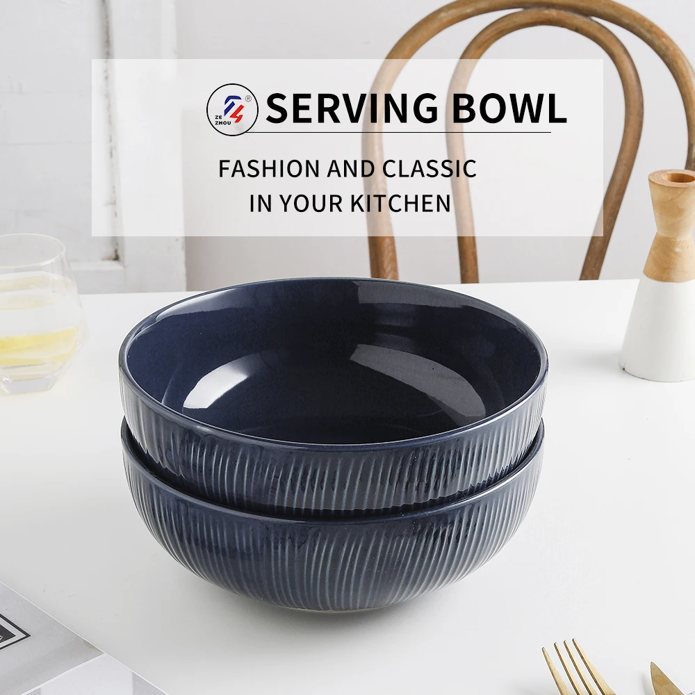 High Quality Ceramic Serving Bowls Ramen Bowl Salad Mixing Bowl In Microwave For Cooking