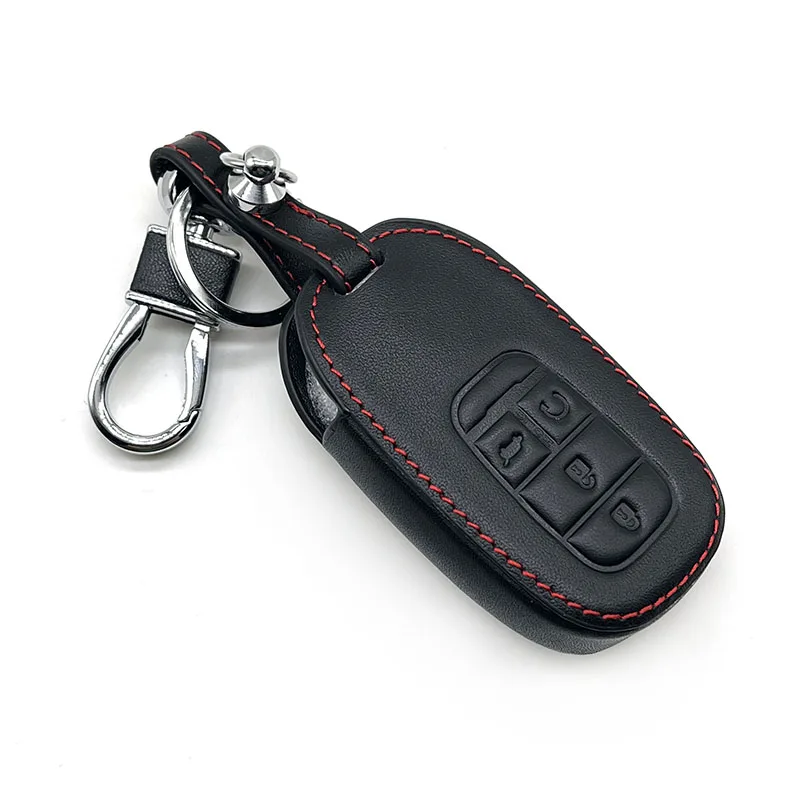 Leather Car Key Cover Remote Fob Shell Case Auto Accessory For Honda CR-V CRV Civic Accord Pilot HR-V Pilot Sport 2022 2023 2024