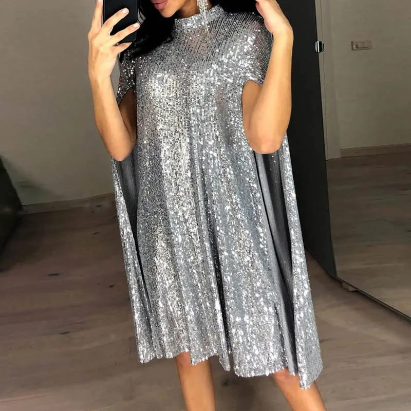 2024 New Plus Size Elegant Sequin Embellished Dresses Short Bling Evening Party Dress for Women Bridesmaid Wedding Party Dress