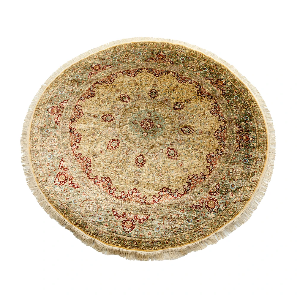 Yuxiang 8*8ft Turkish Carpets Online Round Silk Carpets Handmade Chinese Rugs