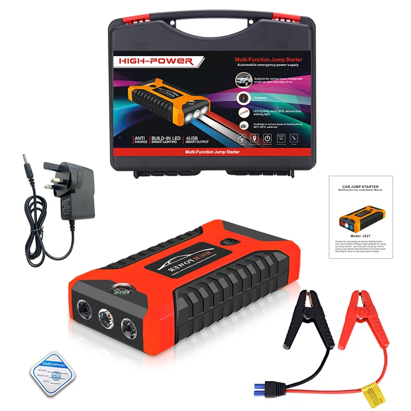 Emergency Starting Power Supply Battery 12v Ignition Rescue Car Jump Starter Car Power Inverter And Air Pump