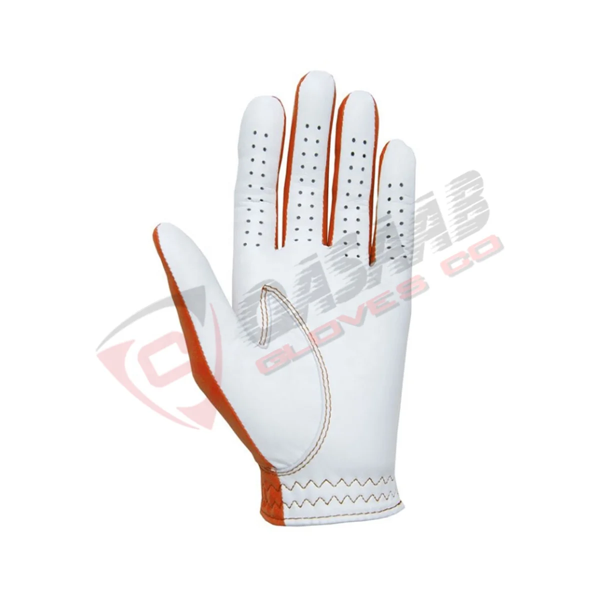 High Quality Orange-Color Soft-Genuine Pu Leather Breathable Non-slip Men Left-Hand Driving Working Golf Gloves