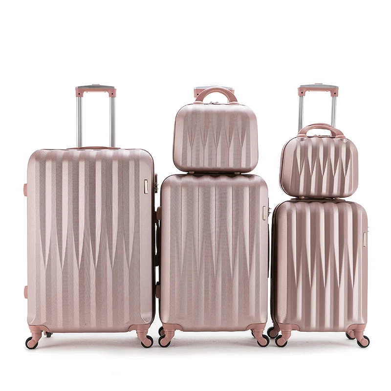 CAEDICITY Newly Design carry on luggage equipaje OEM custom Fashion 5 Pieces set ABS cosetic travelling Hand luggage suitcases