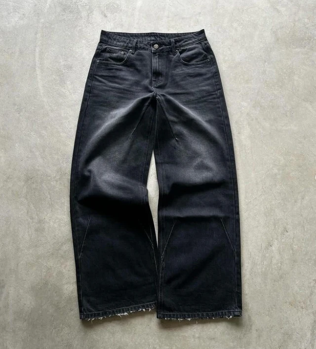 Dongguan custom high quality man distress straight leg cotton vintage wash blue black denim pants jeans for men