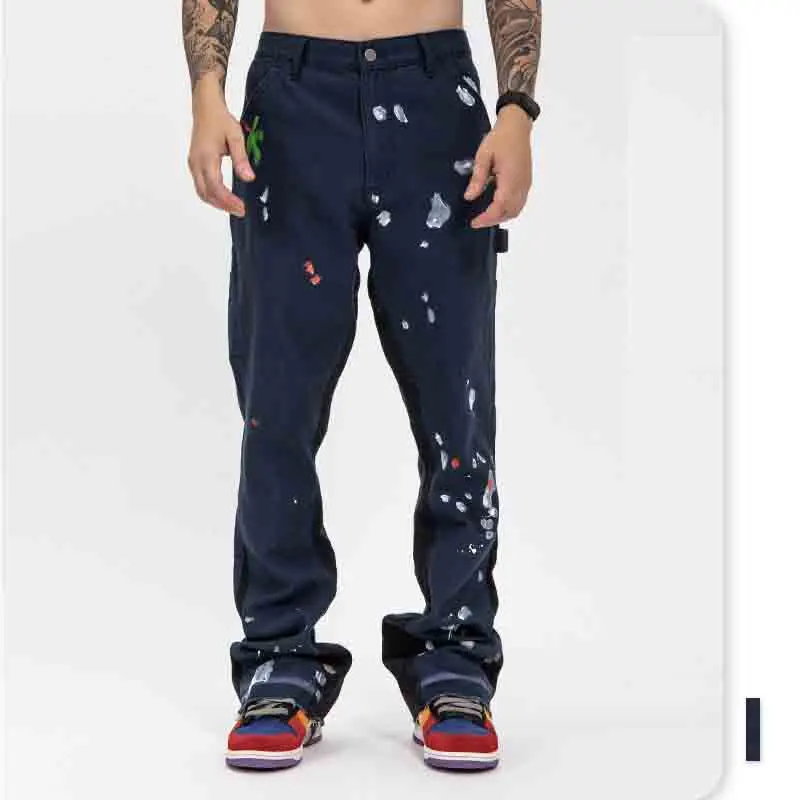 Splash printing design  streetwear High Street Unisex New Arrival hot seller American street fashion jeans