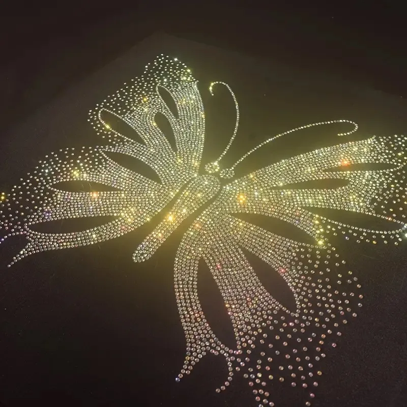 Фирменный логотип сверкающая бабочка стразы наклейки теплопередача DIY аксессуары для одежды сумки подушки