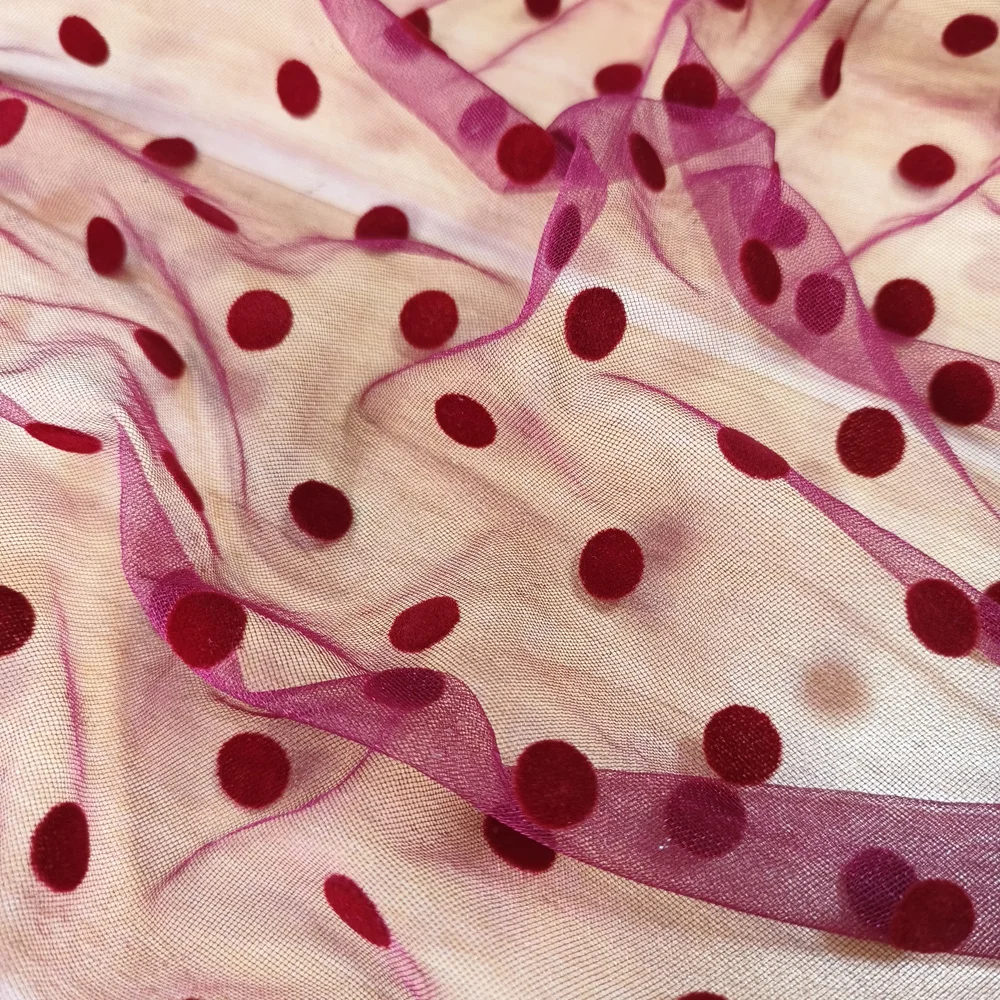 Hot Sale 100% Polyester 1cm Dots Shinny Mesh Comfortable Breathable Net Elastic Fabric