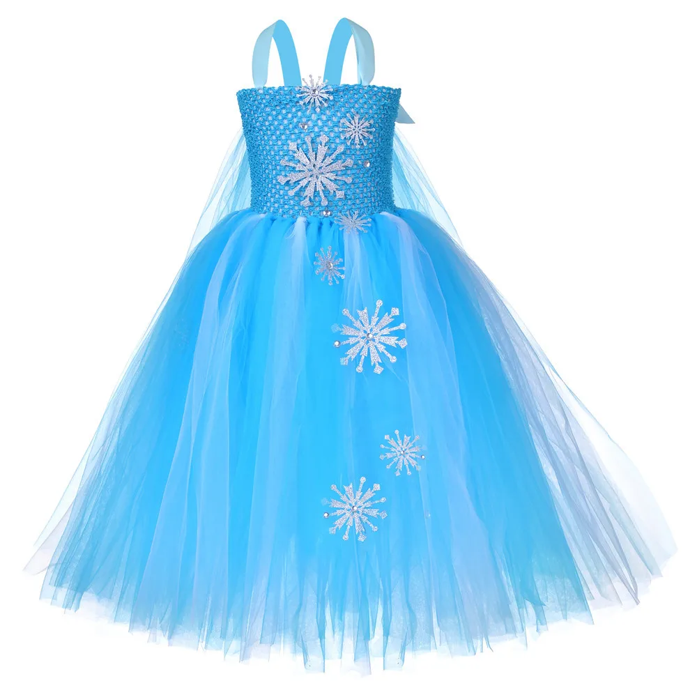 Wholesale Tulle Birthday New Design Kids Costume Elsa  Party Wear Tutu Dress For Baby Girls With Clack