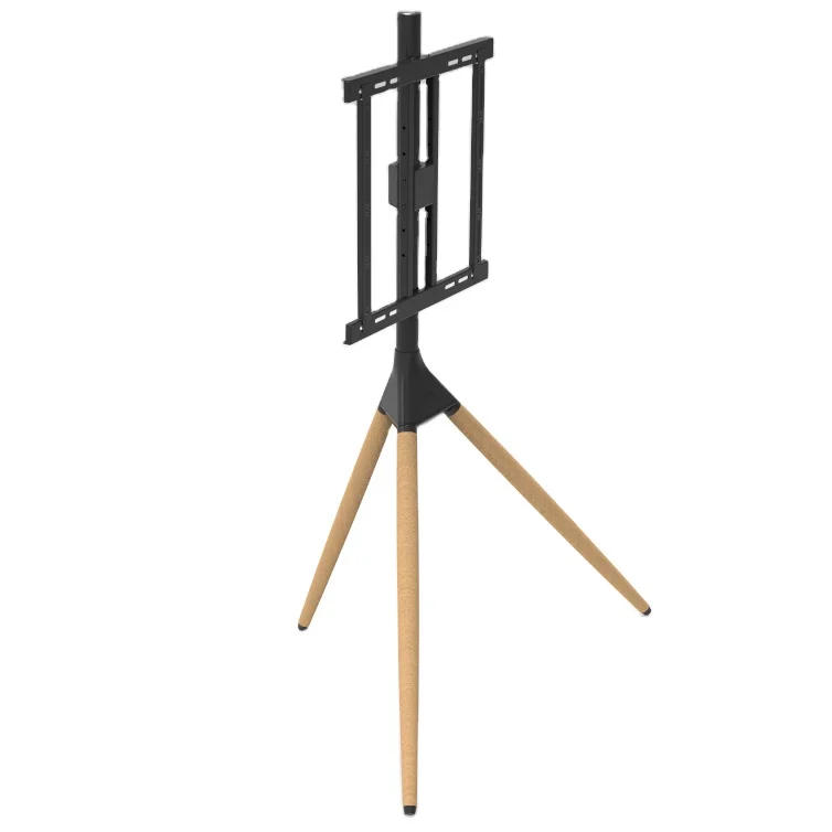 Portable Black Tv Mount Stand Flat Screen Tv Display Floor Stand Artistic Tv Floor Tripod Stand For Living Room