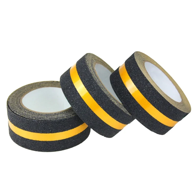 Yellow PVC Anti-Slip Tape with Reflective Strip Frosted Non-Slip Warning Tape Single Sided Pressure Sensitive Antistatic