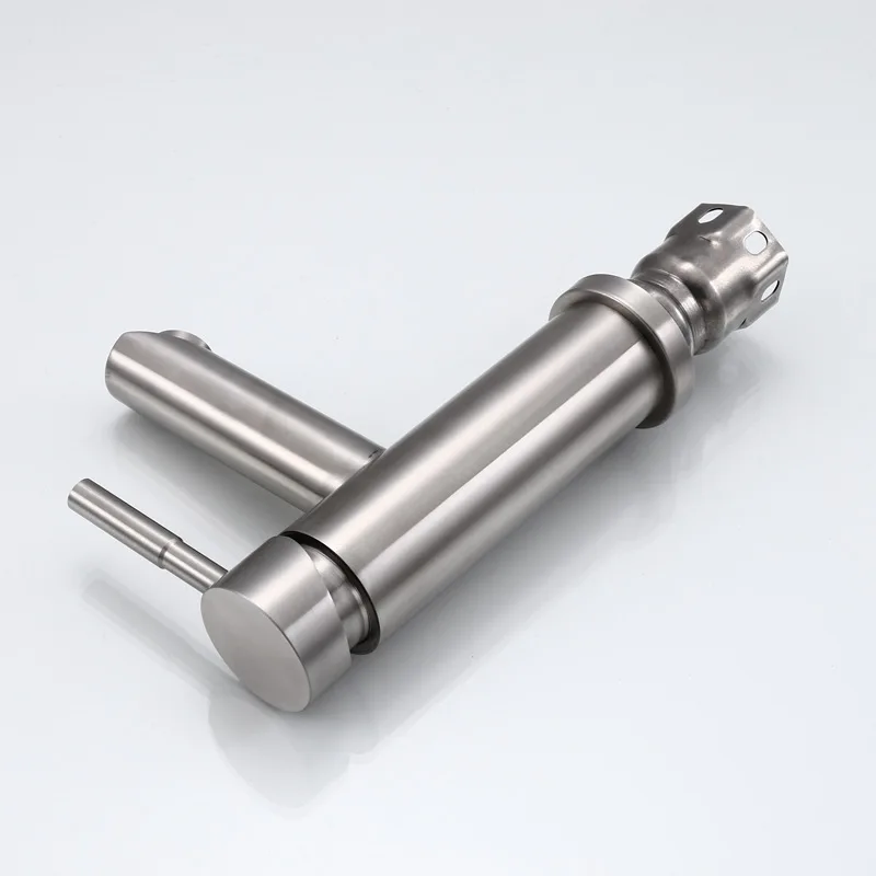 Stainless Steel 304 Curved Spout Mixer Brushed Hot and Cold Water Basin Faucet