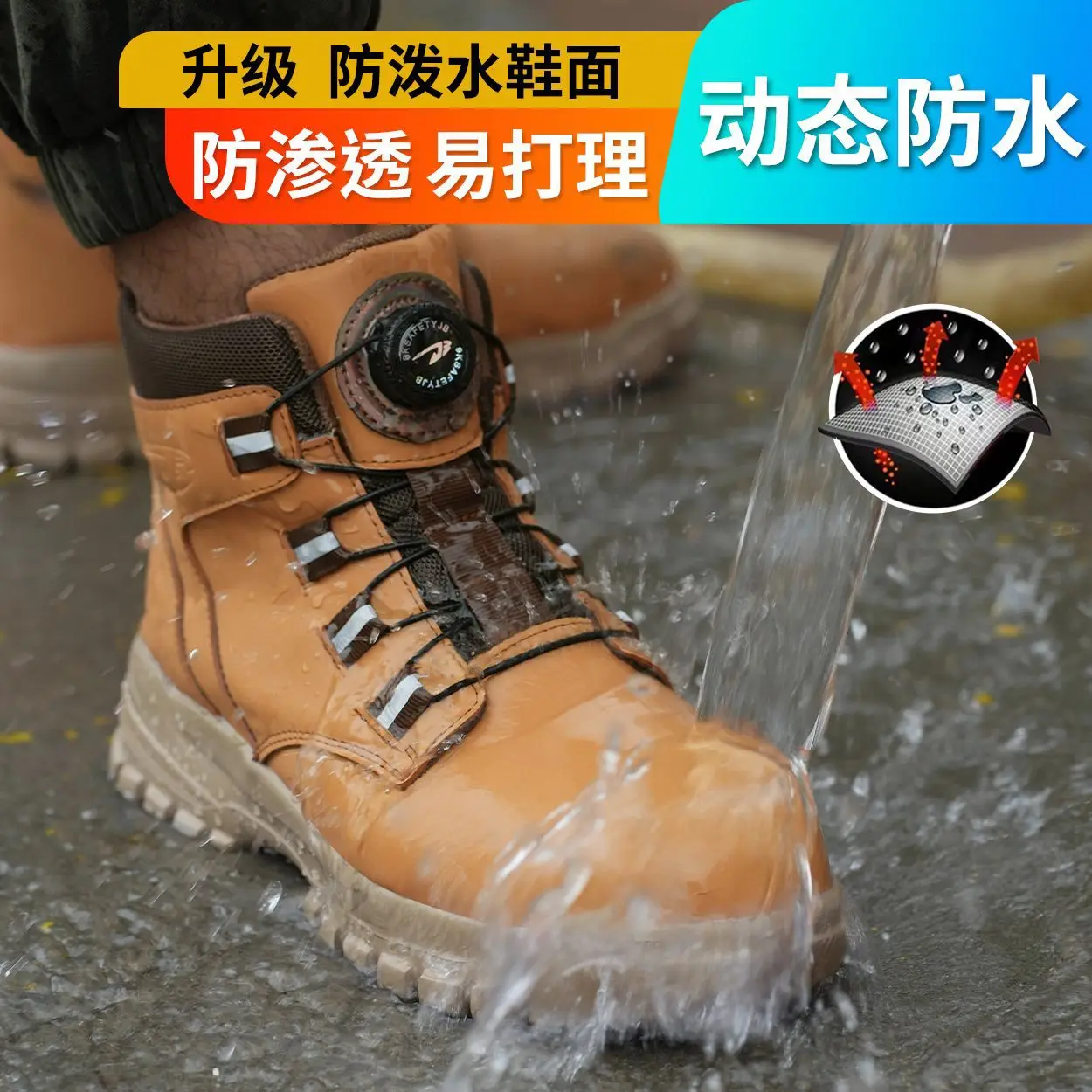 Custom LOGO steel toe shoes heavy duty construction microfiber leather safety boots anti slip martin work boots