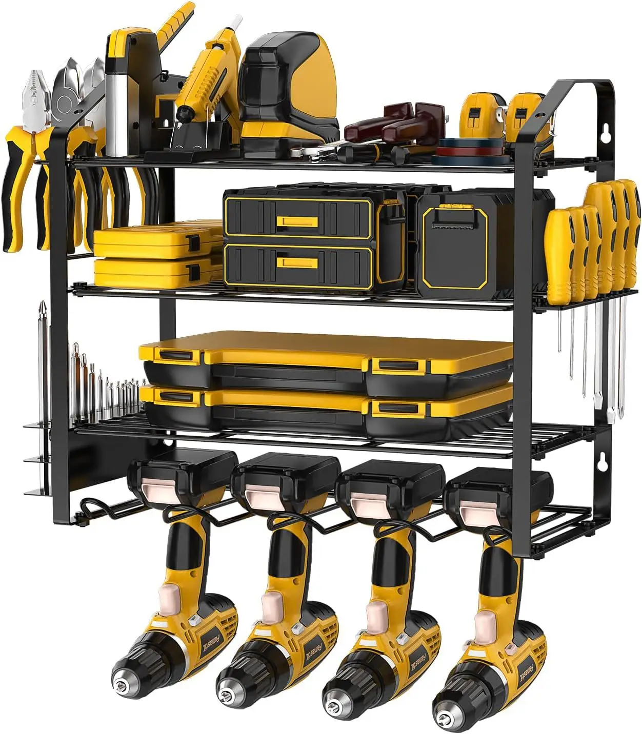 Upgrade Garage and Storage with Steel Plate, Drill Holder Wall Mount, Heavy Duty Metal Tool Shell Power Tool Organize