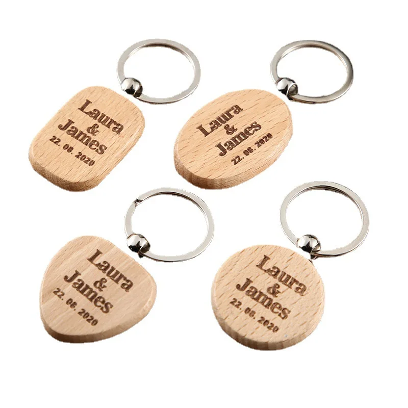 Wholesale DIY Promotional Different Shape Engraving Wood Keychain For Gift Decoration