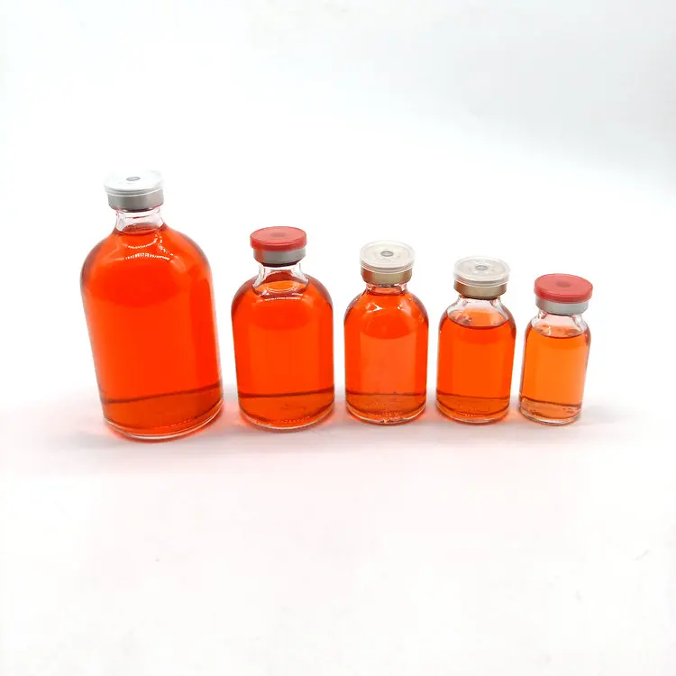 100ml 50ml 30ml 20ml 10ml glass moulded injection vial bottle glass medicine bottle with rubber and aluminum cap