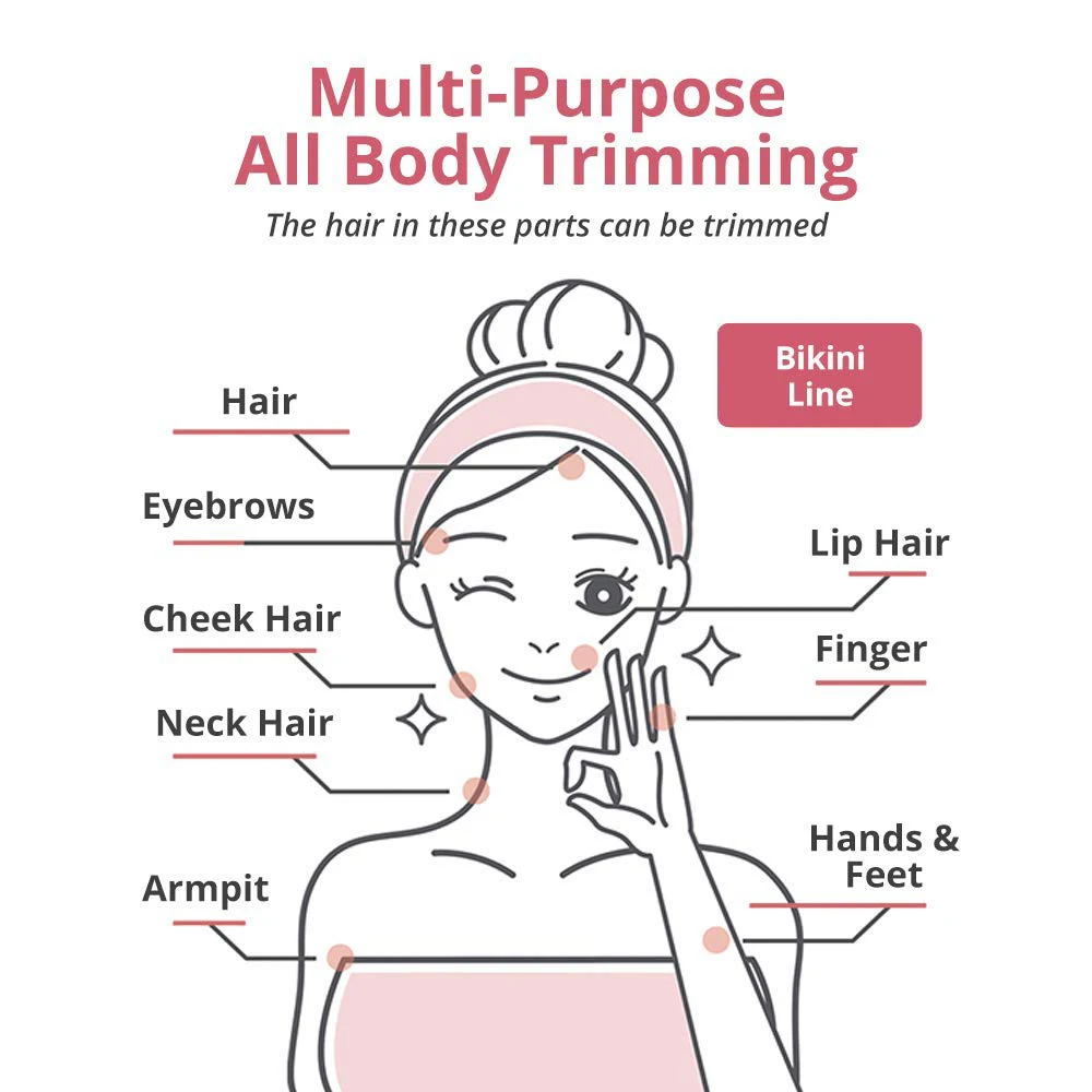 lady interchangeable heads mini portable electric eyebrow trimmer Hair Nose Temple eyebrow trimmer