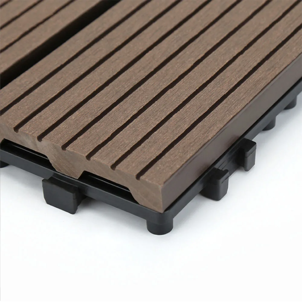 Outdoor PE Decking Board Durable Waterproof Exterior Terrace Interlock DIY Wpc Deck Tiles Flooring