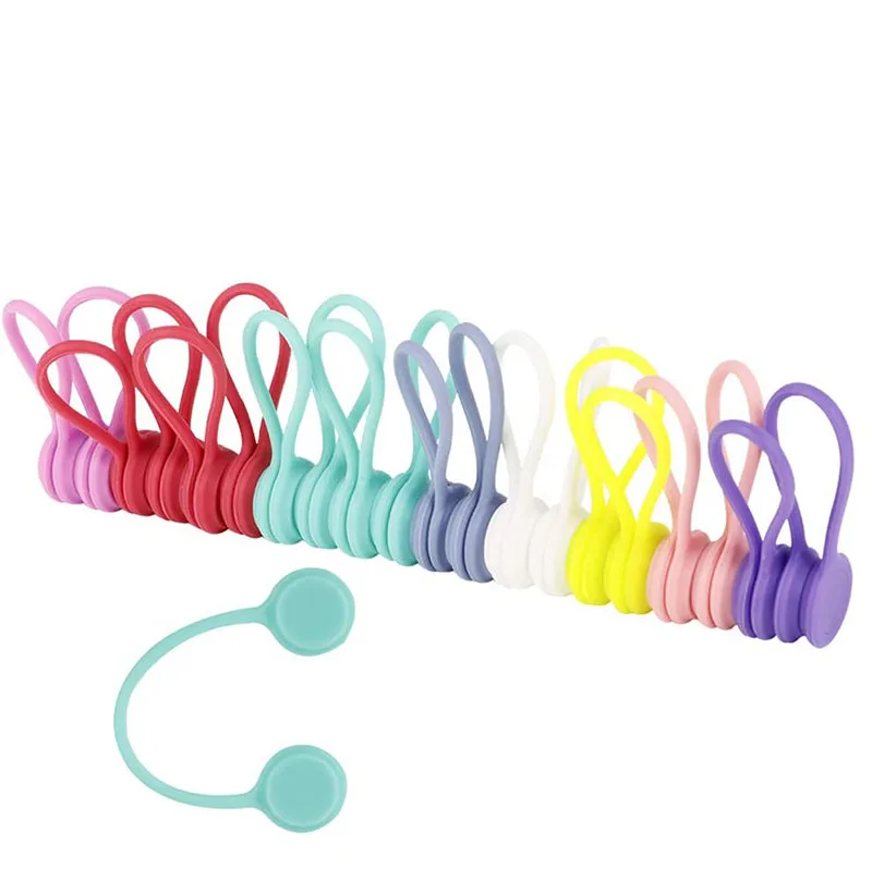 
Removable Self Locking Twist Lock Elastic Magic Silicone Cable Tie With Label 