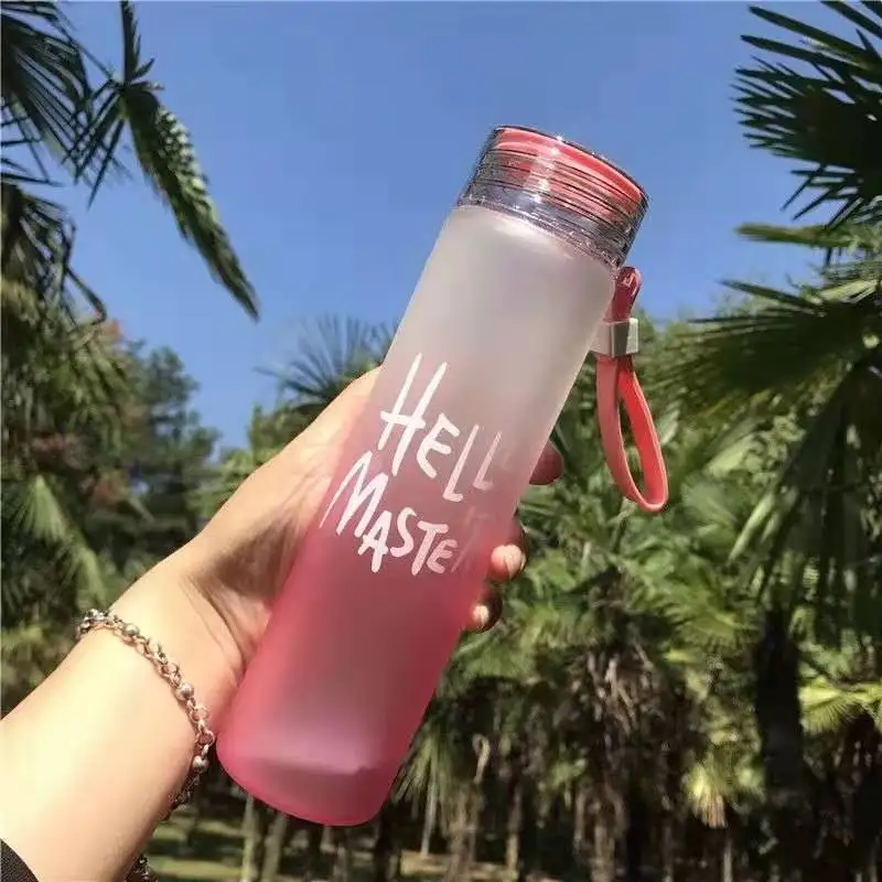 Custom Creative Colorful Glass Water Bottle Frosted Drinkware Cheap Glass Camp Water Bottles