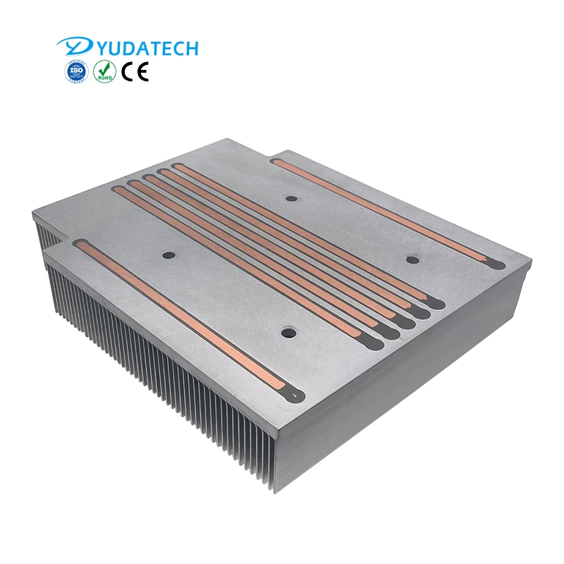 Large inverter heat sink epoxy resin filling heatpipe aluminum skived fin heatsink for IGBT