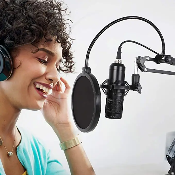 Подставка для микрофона регулируемая подвеска-штанга ножничная подставка с винтовым адаптером 3/8-5/8 дюйма Противоударное Крепление поп-фильтр ветрового стекла