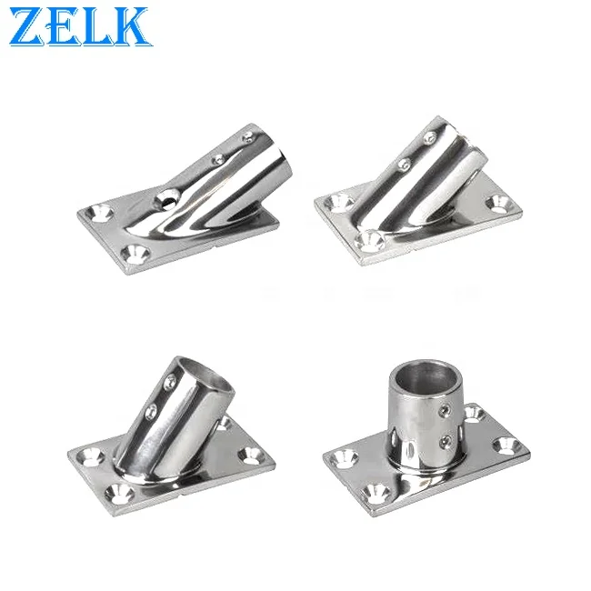 Stainless Steel Marine Hardware Mirror Polished 60 Degree Handrail Rectangular Base