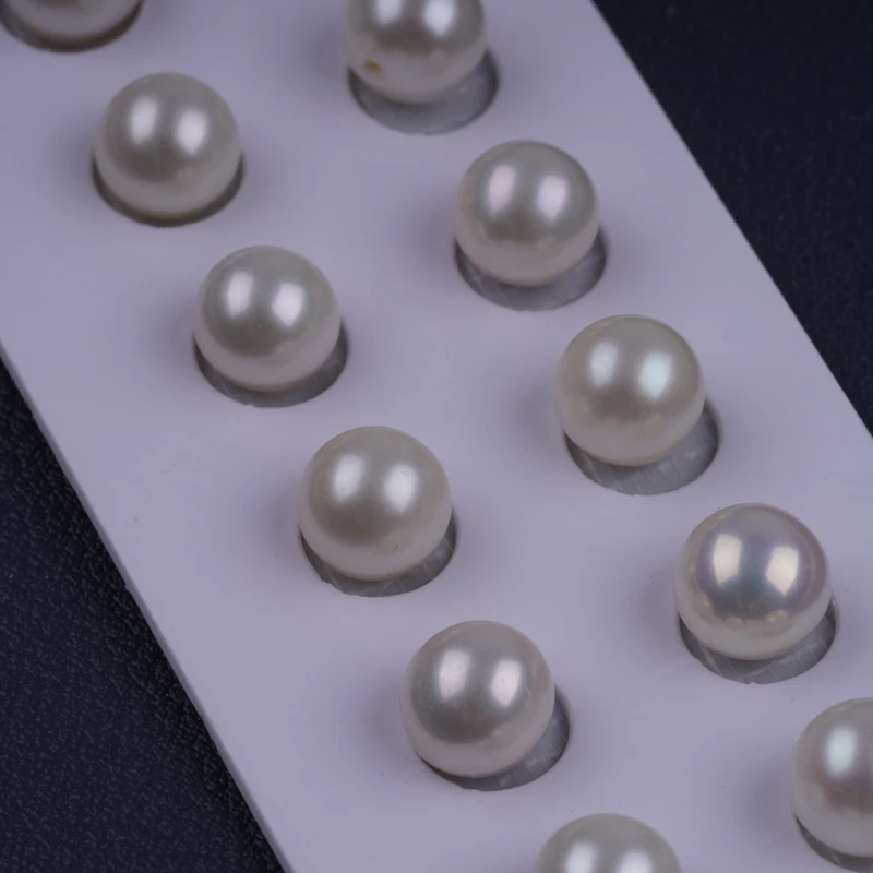 7-7.5mm AAAA Natural White Loose Real Fresh Water Round Pearl Beads Pair for jewelry making