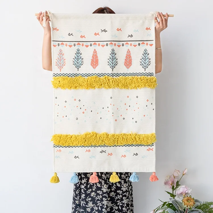 2021 новый индивидуальный богемный настенный гобелен шелковый с принтом ворсовый декор для детской комнаты хлопковый Тканый гобелен настенный Подвесной Настенный художественный Декор