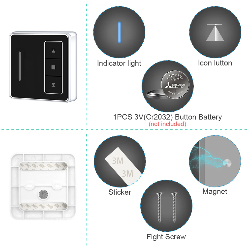Universal Wireless Remote Control Transmitter Switch For Motorized Tubular Motors 1CH