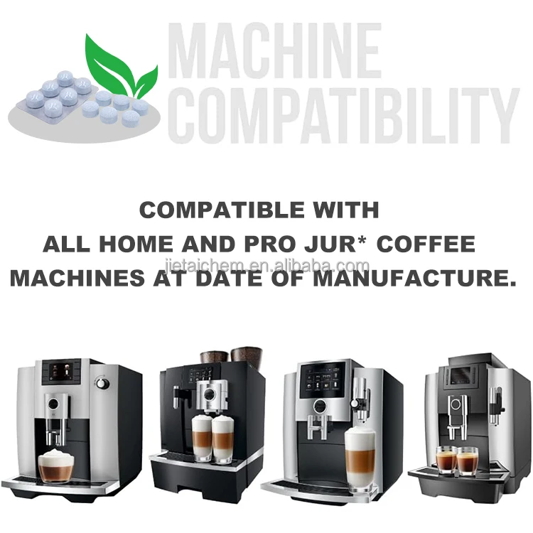 Jur* machine cleaning tablets coffee maker detergent chemical removes coffee oils and residues