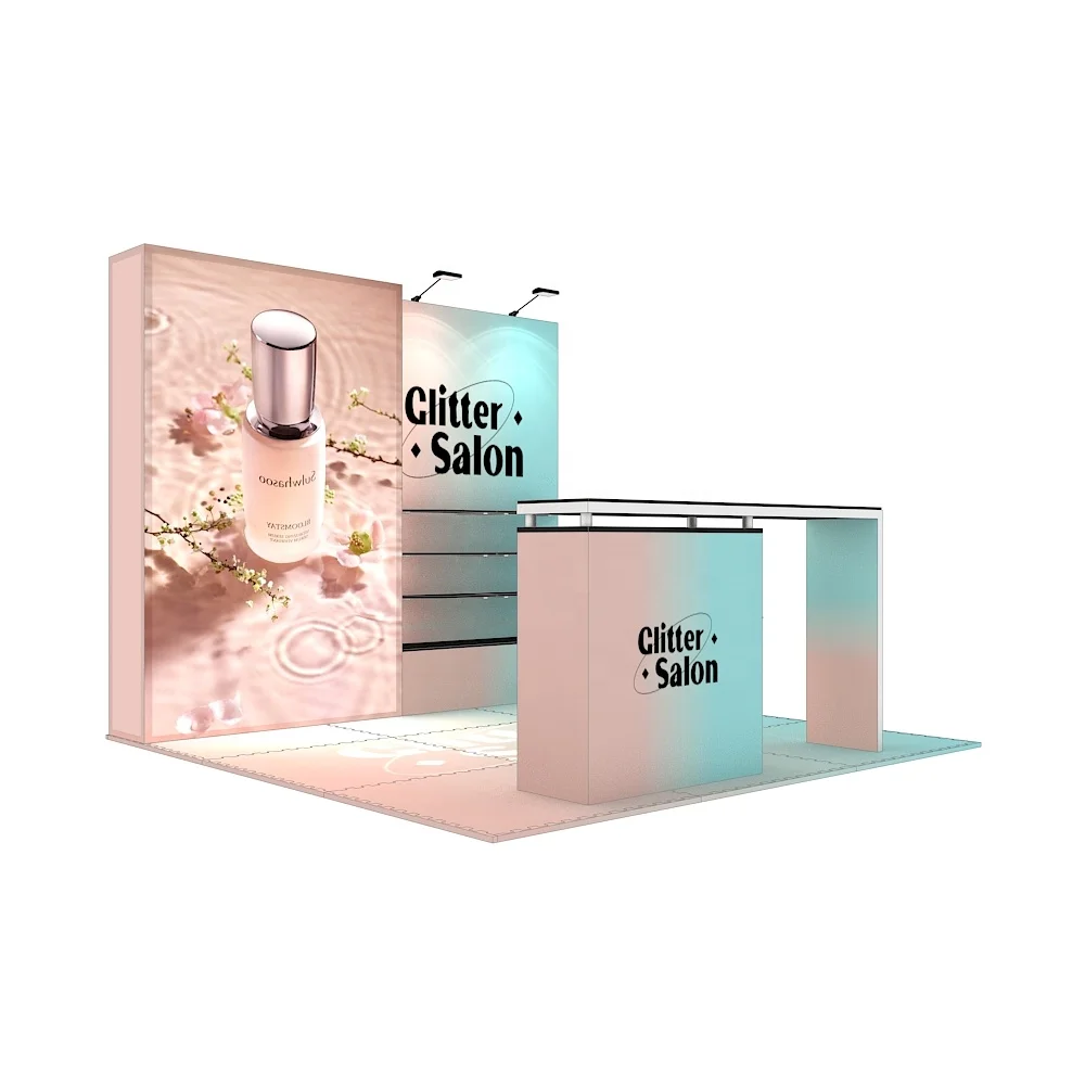 Fashion Customization Shelf Exhibition Stand Aluminum SEG 10x10ft Portable Advertising Light Box LED Trade Show Booth Design