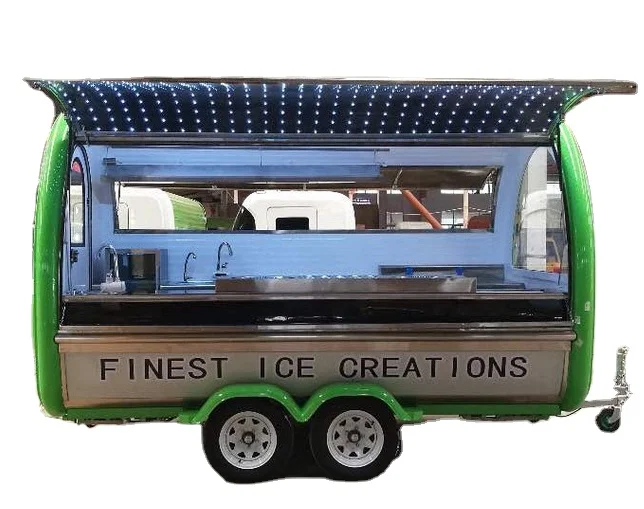 Mobile Cart Customized Ice Cream Truck Concession Crepe Aluminium Tipping Bus Van Churros Food Trailer
