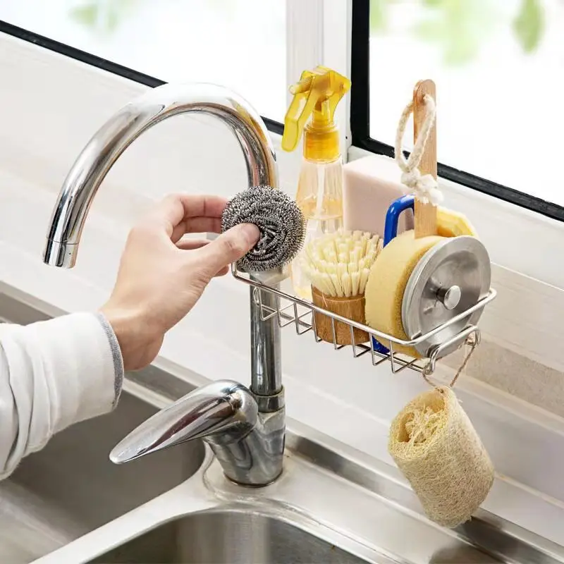 Steel Sponge Storage Holder Faucet Rack