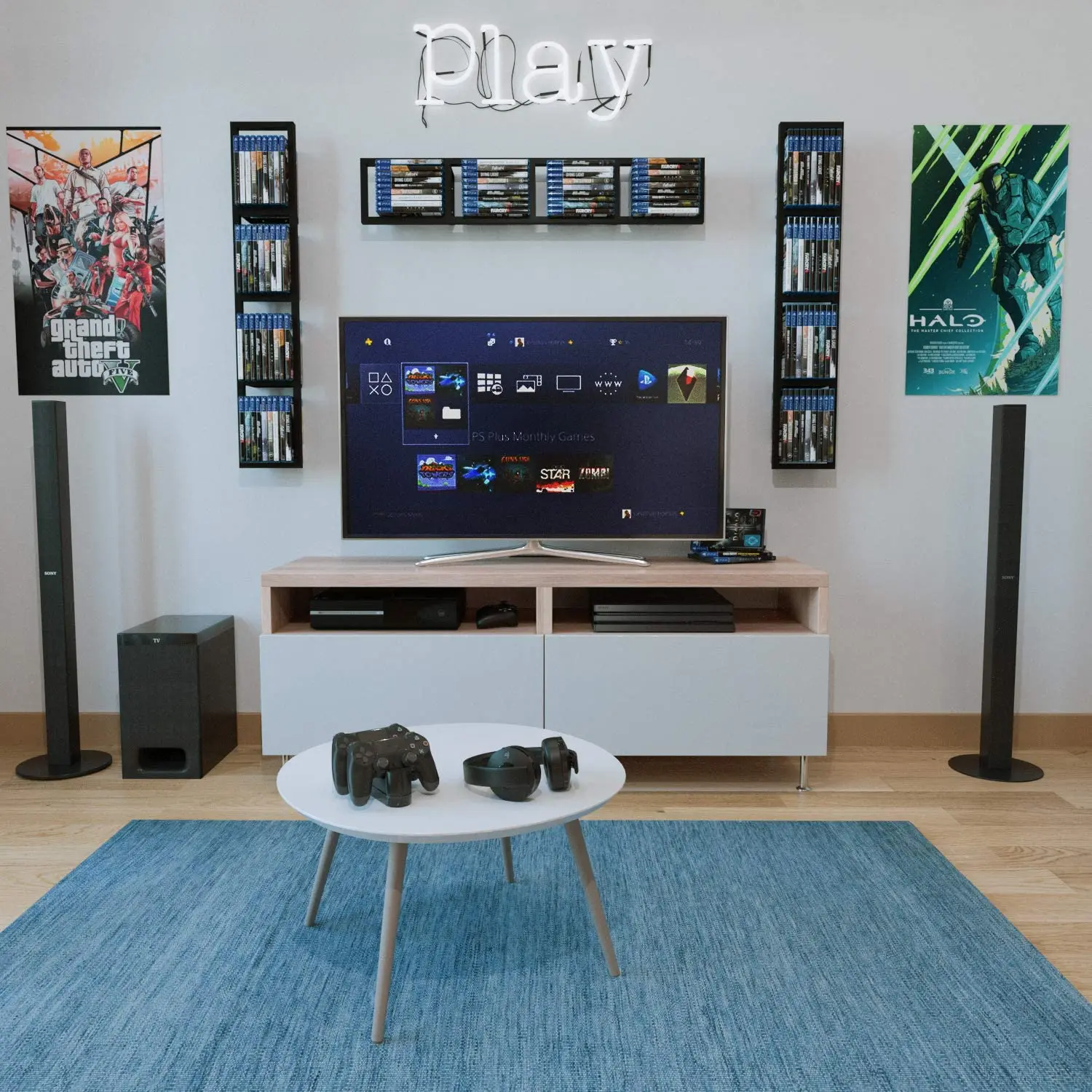 Multi-Layer Cube Storage Organizer Shelf Set of 5 Video Games CD DVD Storage Shelves Floating Shelves