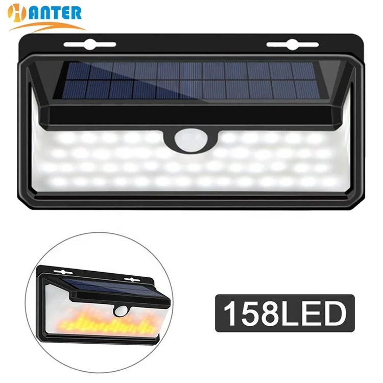 
Outdoor Flame Lamp 158LED Solar Wall Light For Garden Wall Lawn gate 