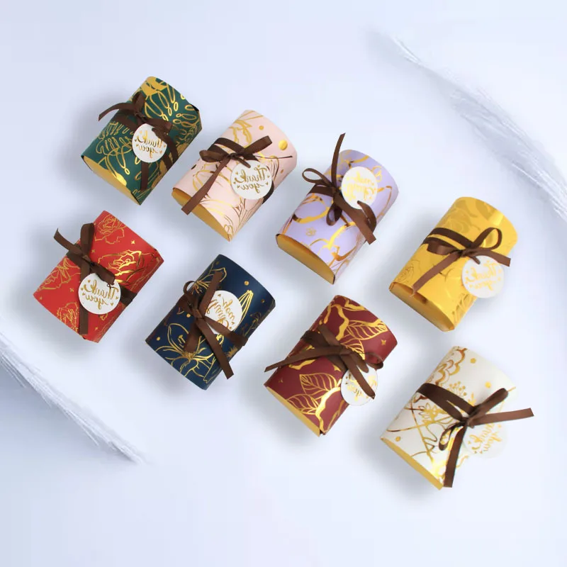 wholesale paper  Treasure Chest gold candy box with ribbon wedding party favor gifts candy box with cards