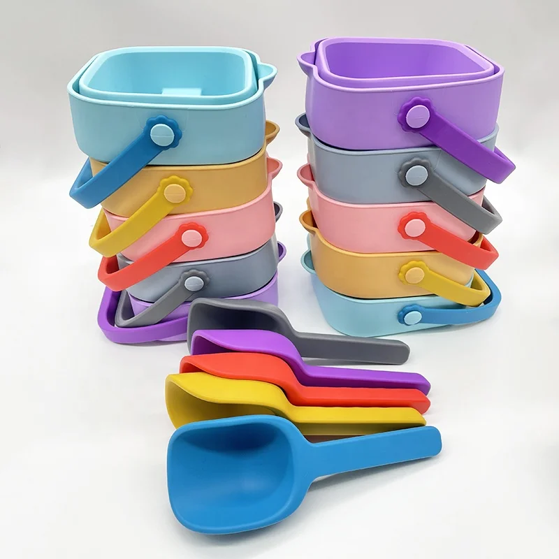 Новинка 2022 года, одобрено CPC, Силиконовый складной ковш и лопатка, компактные силиконовые пляжные игрушки