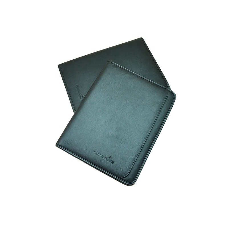 Classic Wholesale Genuine Leather Executive Folder Portfolio PU Leather A4 Document Holder Business Document Padfolio Folder