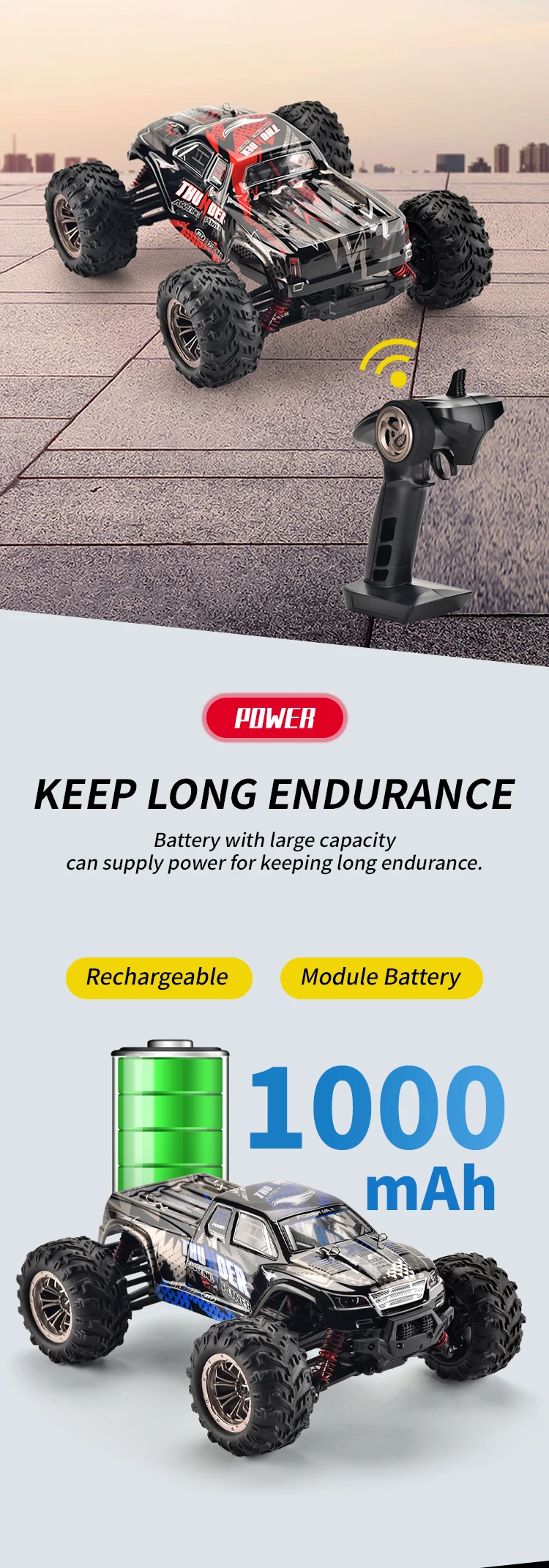 1/16 2.4G Remote Control High Speed Off-road Climbing Vehicle RC Toys USB Rechargeable Battery Remote Control Car Toy