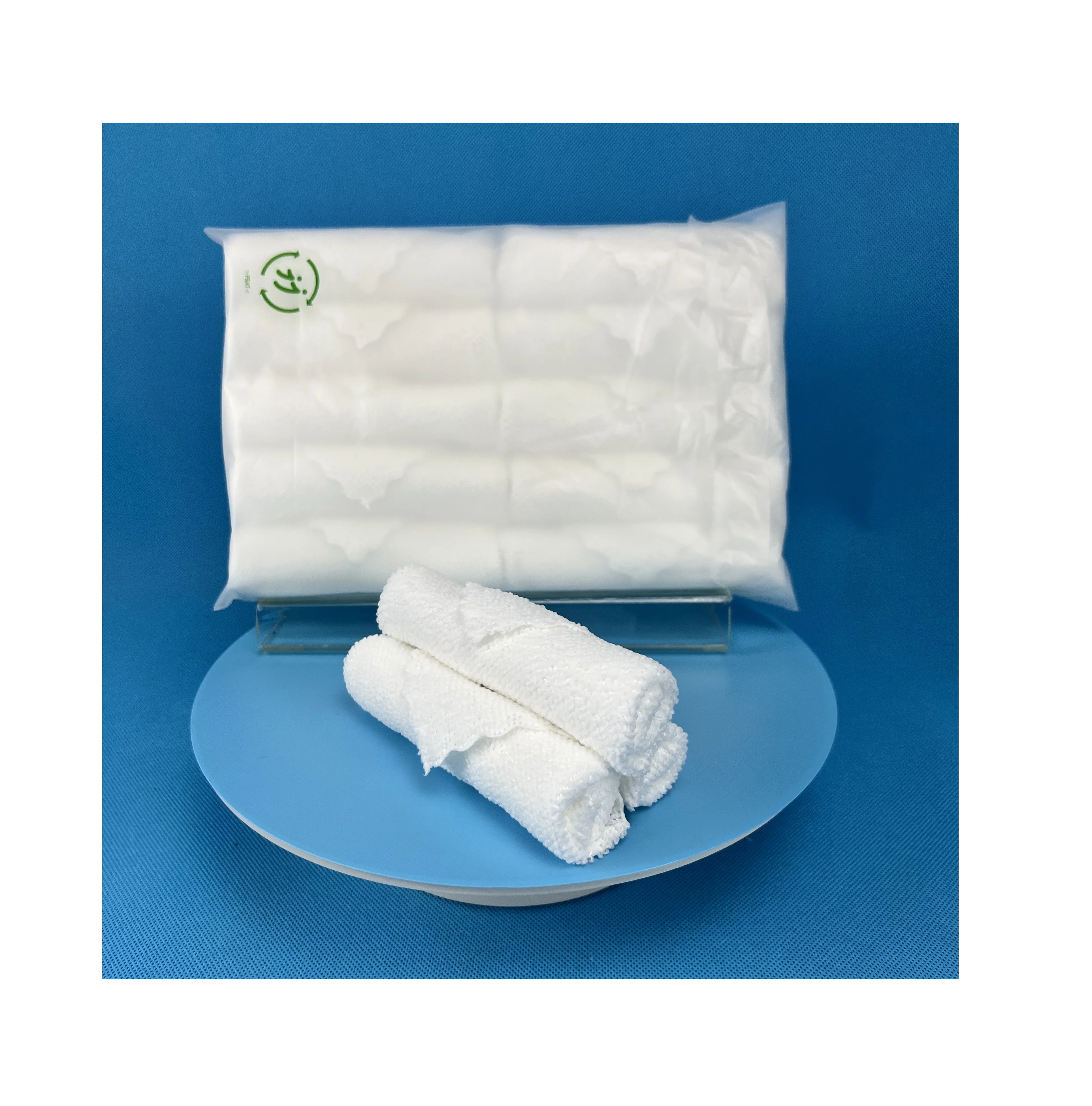 Pre-rolled white dry disposable microfiber oshibori towel for wet wipes factory