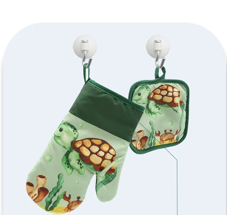 27x17cm  Heat Resistant Oven Mitts Christmas Decor Dacron Printing Baking Grilling Hand Protect Pot Holder