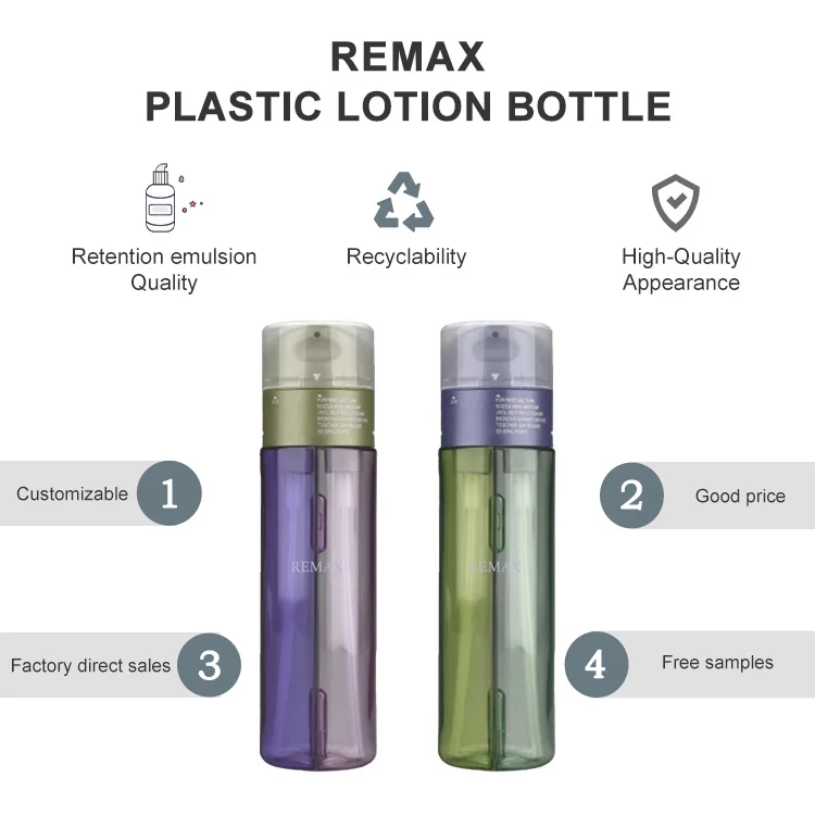 REMAX  2 In 1 Double Dual Chamber Cylinder 100ml lotion Pump Serum Lotion Bottle Dispenser for Cosmetic Packaging