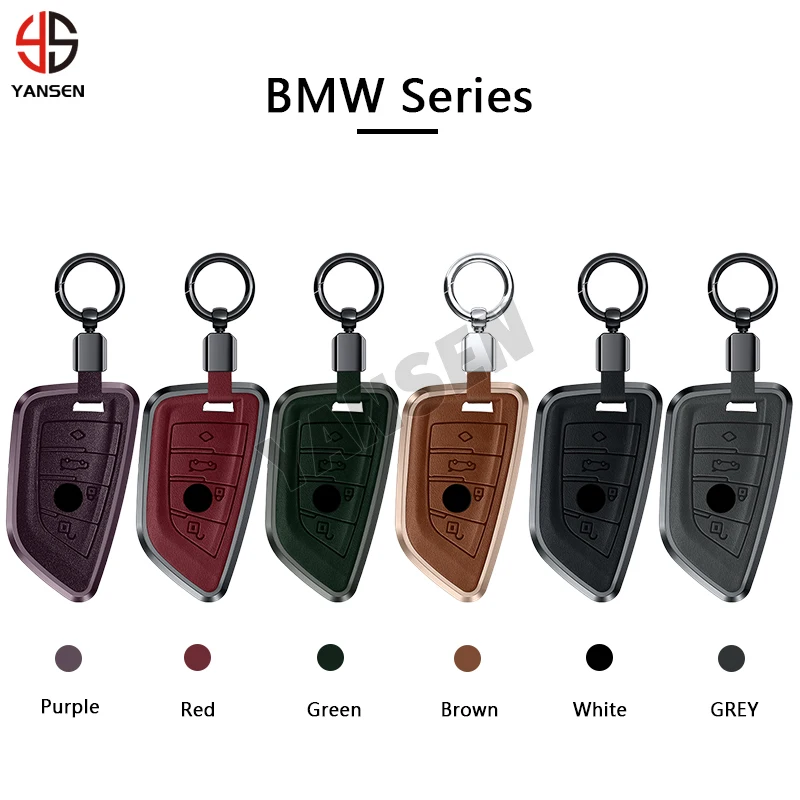 New Design Customised colours Alloy Leather Key case cover For BMW X3 X5 E60 E90 G30 Smart Key holder Accessories