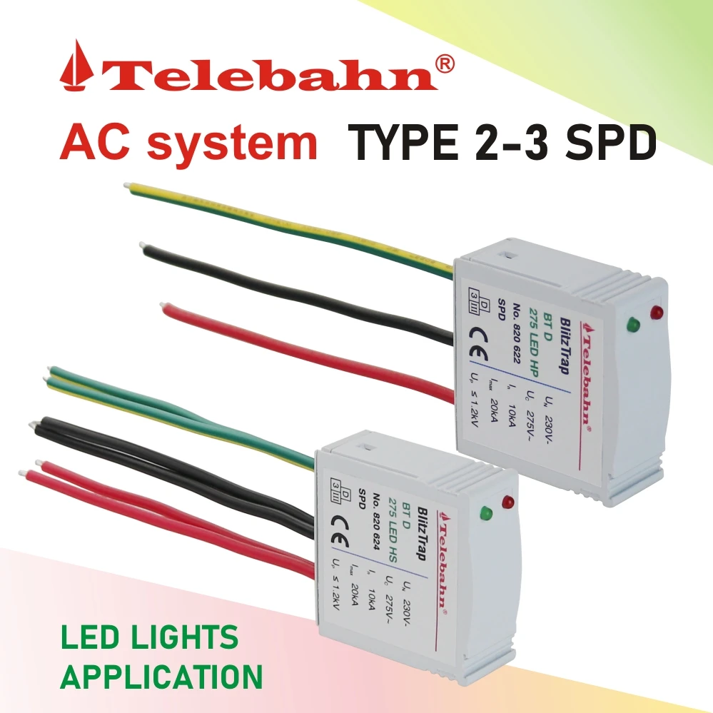 Telebahn 10kA 20kA10kV 20kV 275V AC IP67 LED TVSS Surge Arrester Protector SPD for Street Light